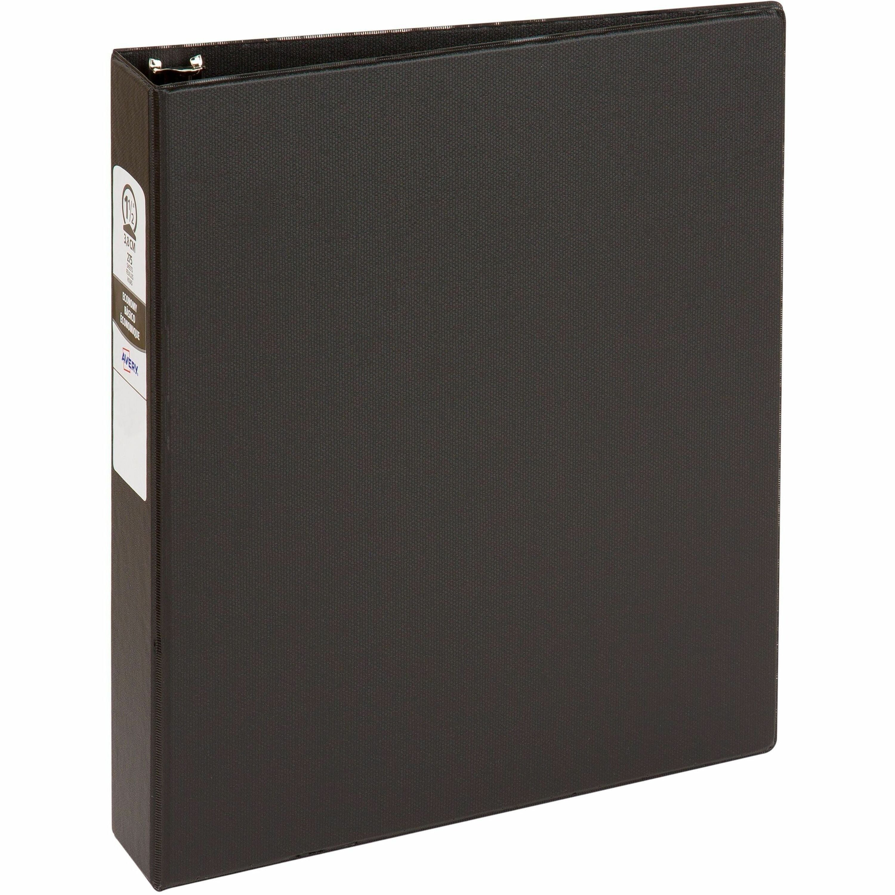 1 1/2" Binder Capacity - Letter - 8 1/2" x 11" Sheet Size - 275 Sheet Capacity - 3 Ring(s) - Fastener(s): Round Ring - Pocket(s): 2, Internal - Polypropylene - Black - Recycled - Pocket - 1 Each