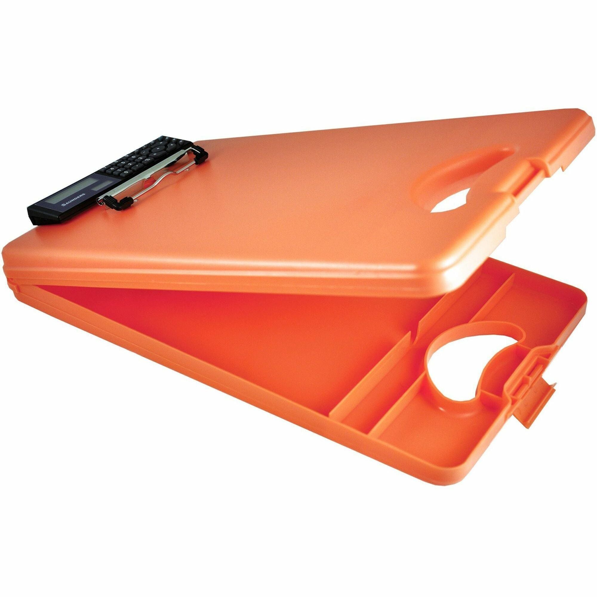 0.50" Clip Capacity - Storage for Stationary - Bottom Opening - 10" x 16" Sheet Size - Polypropylene - Tangerine - 1 Each