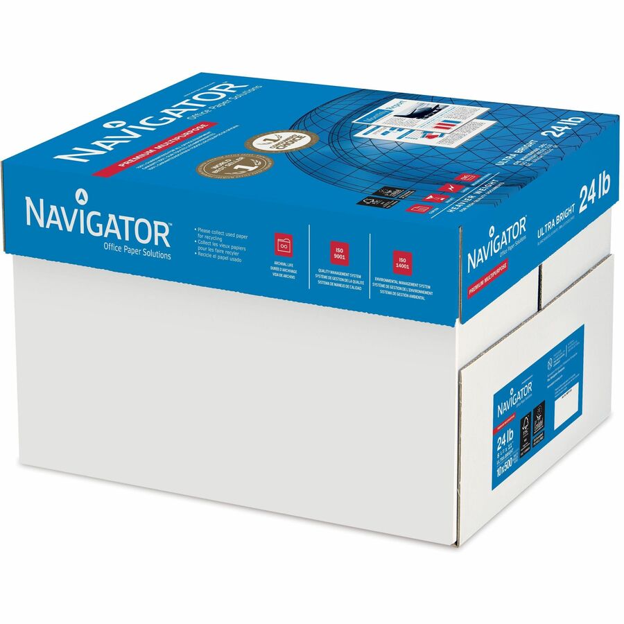 97 Brightness - Letter - 8 1/2" x 11" - 24 lb Basis Weight - White - 500 Sheets per Ream - 10 / Carton