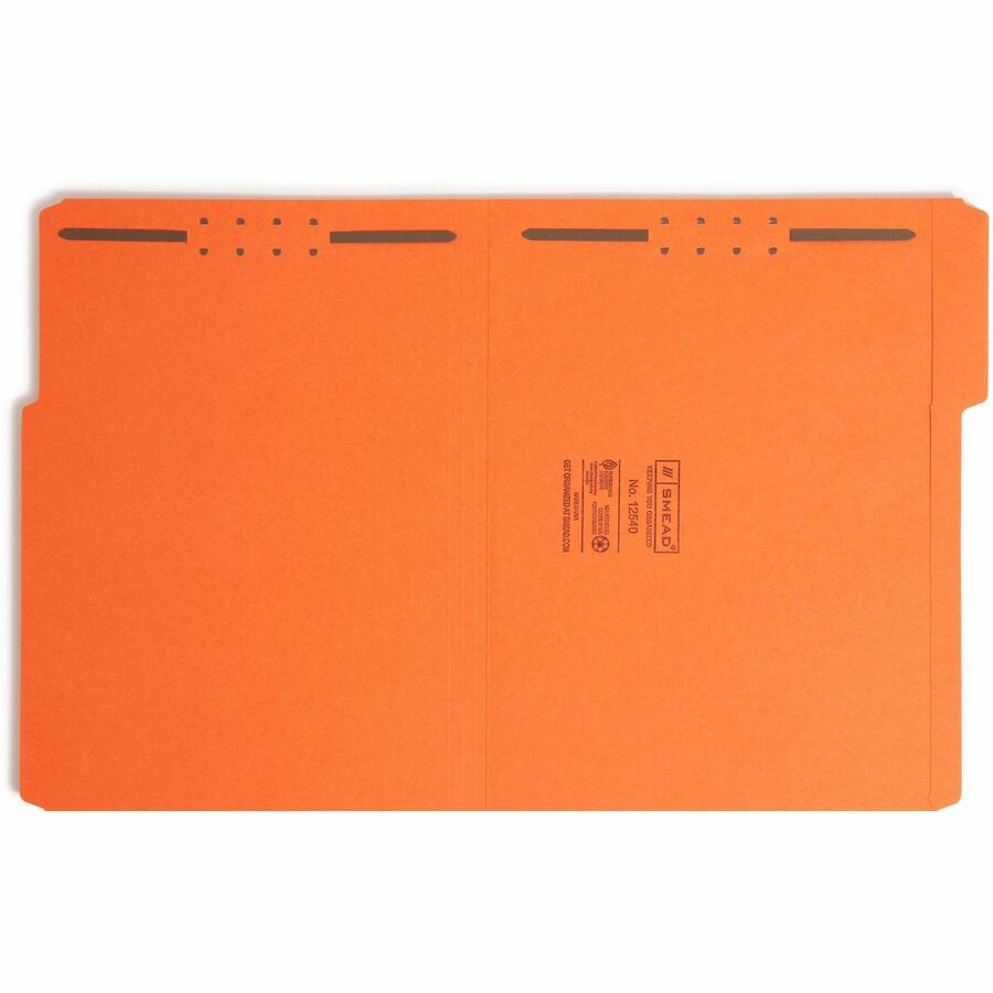 8 1/2" x 11" - 2 x 2K Fastener(s) - 2" for Folder - Top Tab Location - Assorted Tab Position - 11 pt. - 2 Plys - Orange - Reinforced Tab - 10% Recycled - 50 / Box