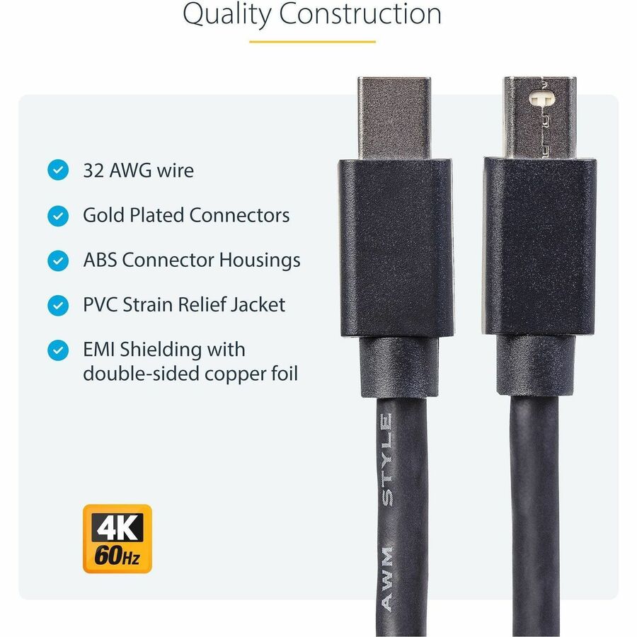 StarTech.com 6 ft Mini DisplayPort 1.2 Cable M/M - Mini DisplayPort 4k