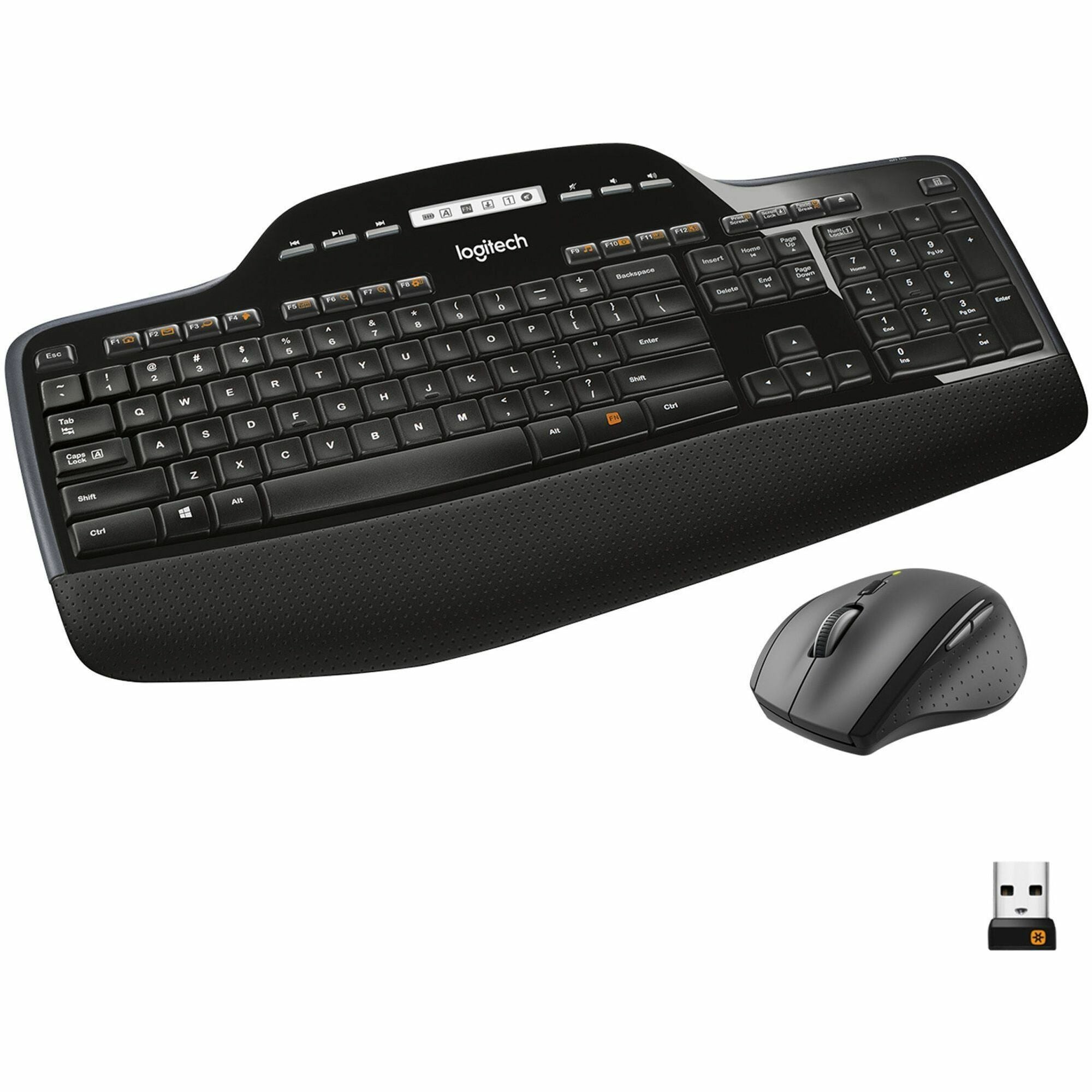 USB Wireless RF 2.40 GHz Keyboard - Black - USB Wireless RF Mouse - Optical - Scroll Wheel - Black - AA for PC - 1 Each