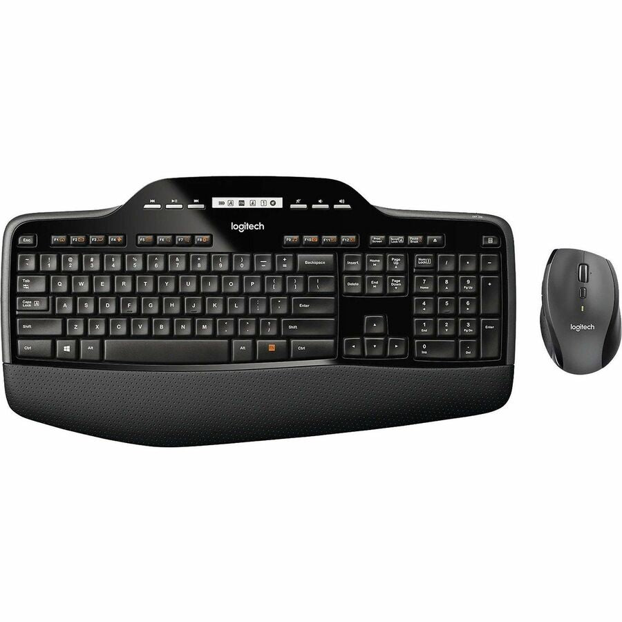 USB Wireless RF 2.40 GHz Keyboard - Black - USB Wireless RF Mouse - Optical - Scroll Wheel - Black - AA for PC - 1 Each