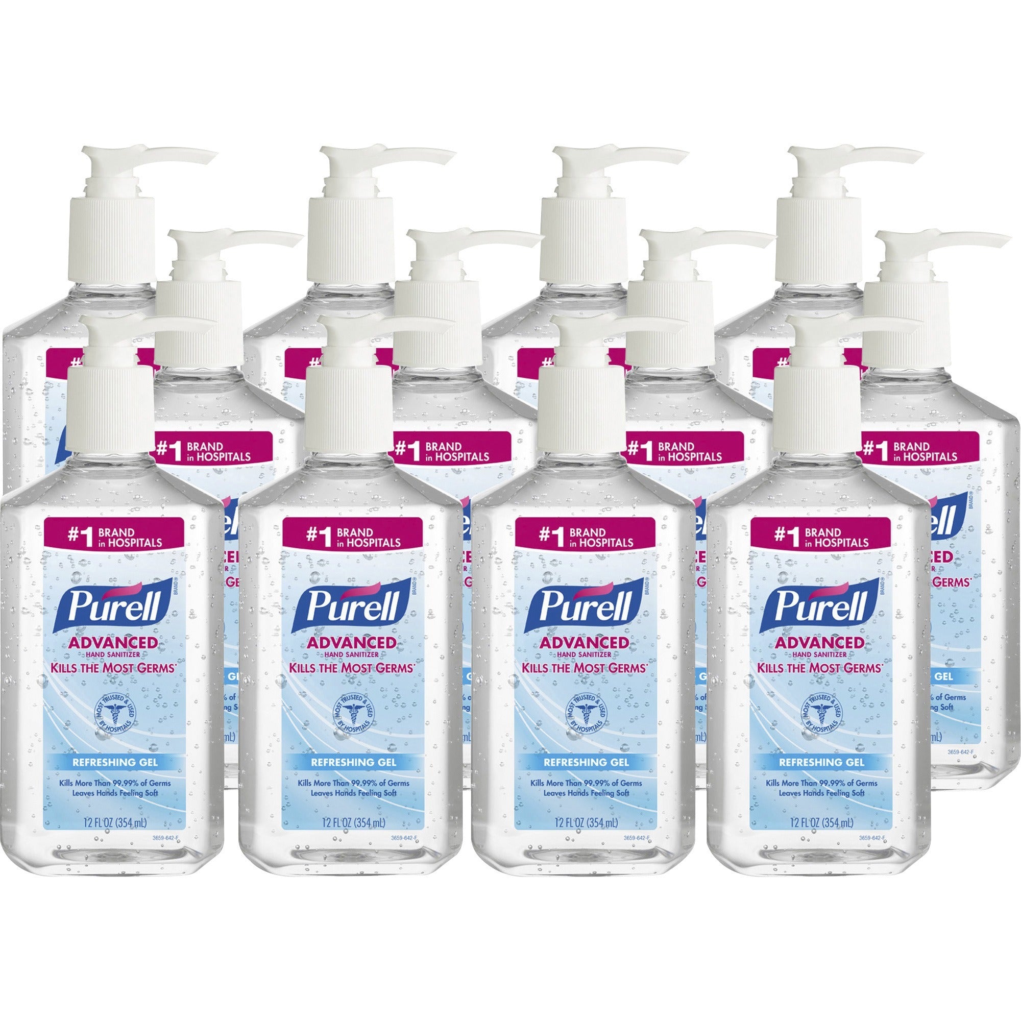 PURELL&reg; Hand Sanitizer Gel - Clean Scent - 12 fl oz - Pump Bottle Dispenser - Multipurpose - Moisturizing - Clear - Triclosan-free, Paraben-free, Phthalate-free - 12 / Carton