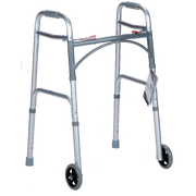 Adult Two Button Folding Walker w/ 5" Wheels, 32" - 39", 1/cs