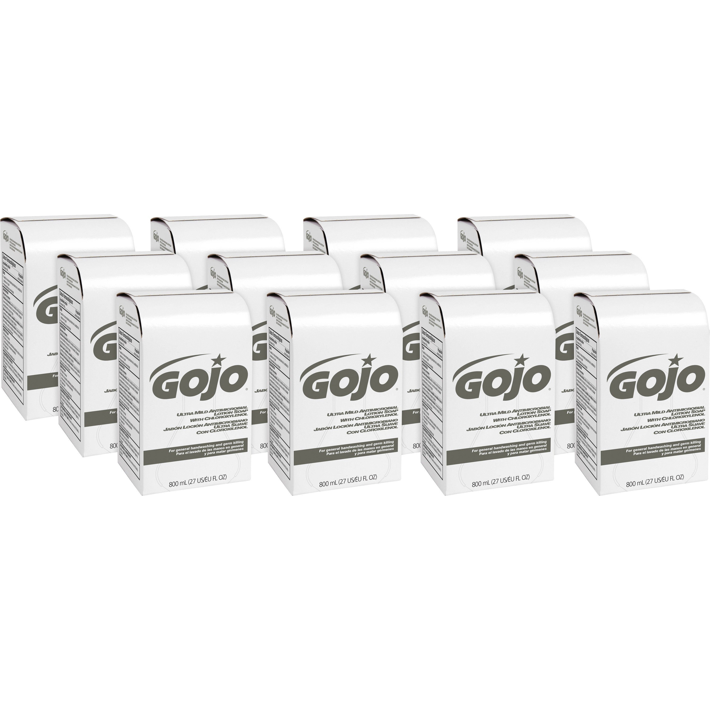 Gojo&reg; Ultra Mild Antimicrobial Lotion Soap Refill - Coconut Scent - 27.05 fl oz - Kill Germs - Hand - White - Leak Proof, Bio-based - 12 / Carton