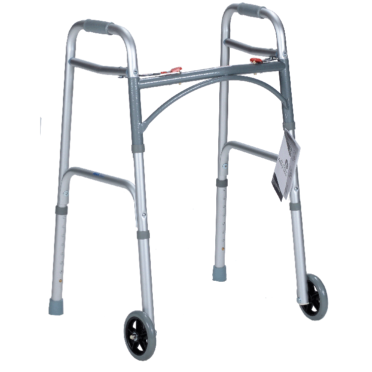 Junior Two Button Folding Walker w/ 5" Wheels, 25" - 32", 1pc/box, 4boxes/cs