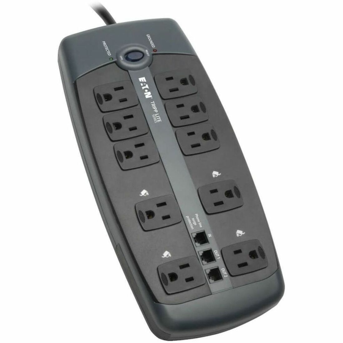 Silver - NEMA 5-15P - 10 x NEMA 5-15R - 1800 VA - 2395 J - 120 V AC Input - 120 V AC Output - Fax/Modem/Phone - 8 ft