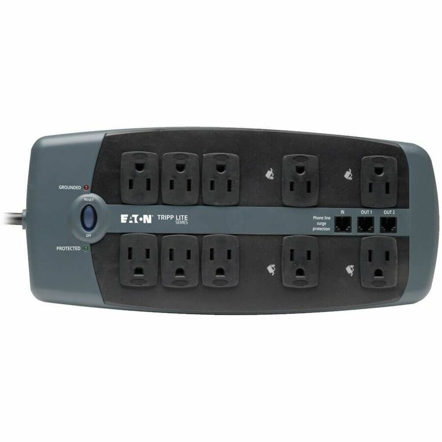Silver - NEMA 5-15P - 10 x NEMA 5-15R - 1800 VA - 2395 J - 120 V AC Input - 120 V AC Output - Fax/Modem/Phone - 8 ft