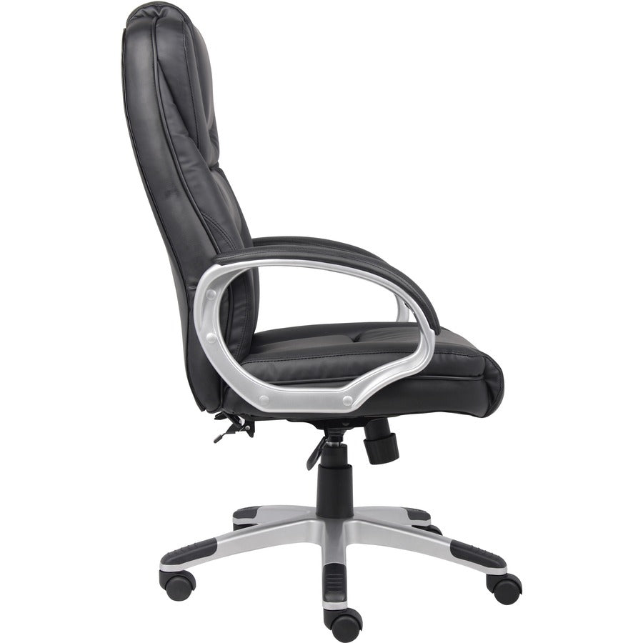 Boss High Back Executive Chair - Black Seat Color - LeatherPlus Seat Material - Black, Gray Frame Color - Nylon Frame Material - 5-star Base - 1 Each