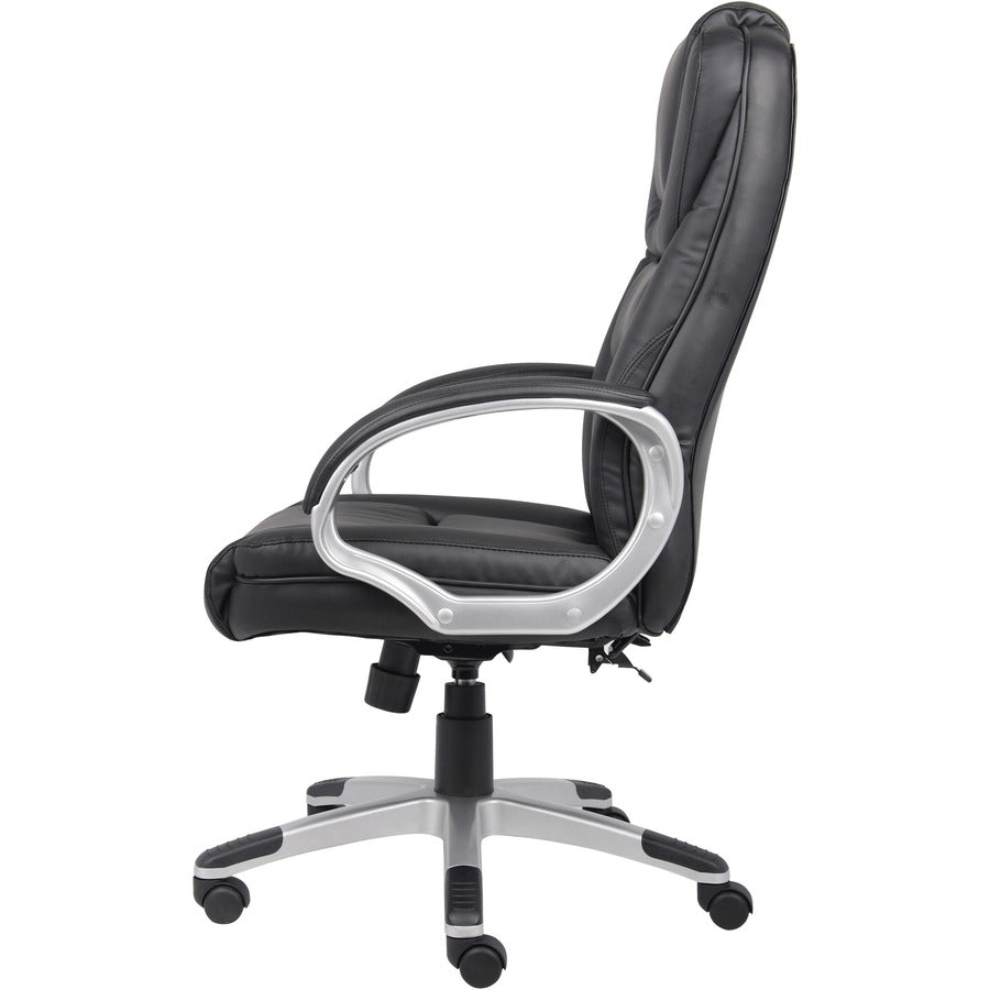 Boss High Back Executive Chair - Black Seat Color - LeatherPlus Seat Material - Black, Gray Frame Color - Nylon Frame Material - 5-star Base - 1 Each