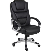 Boss High Back Executive Chair - Black Seat Color - LeatherPlus Seat Material - Black, Gray Frame Color - Nylon Frame Material - 5-star Base - 1 Each