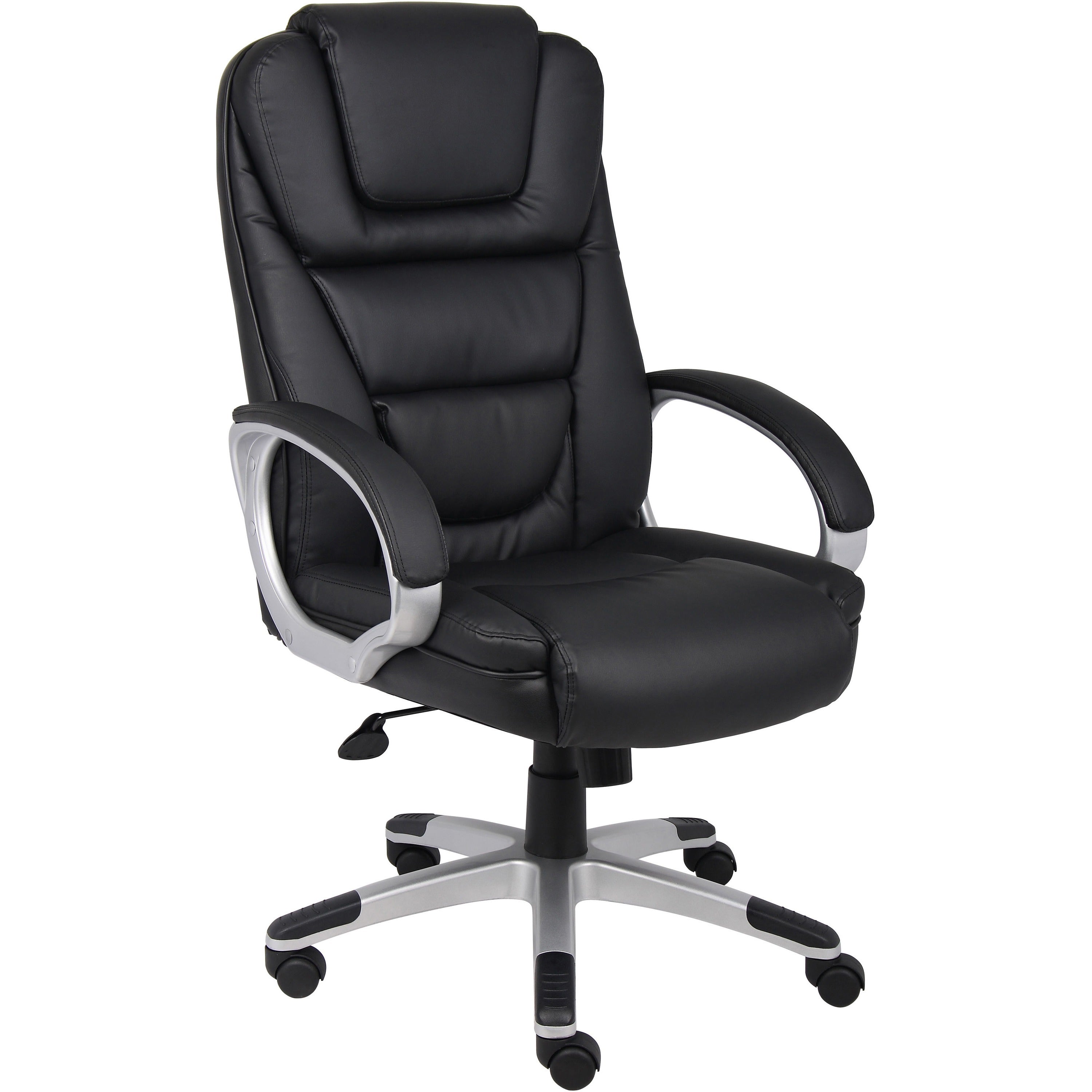 Boss High Back Executive Chair - Black Seat Color - LeatherPlus Seat Material - Black, Gray Frame Color - Nylon Frame Material - 5-star Base - 1 Each