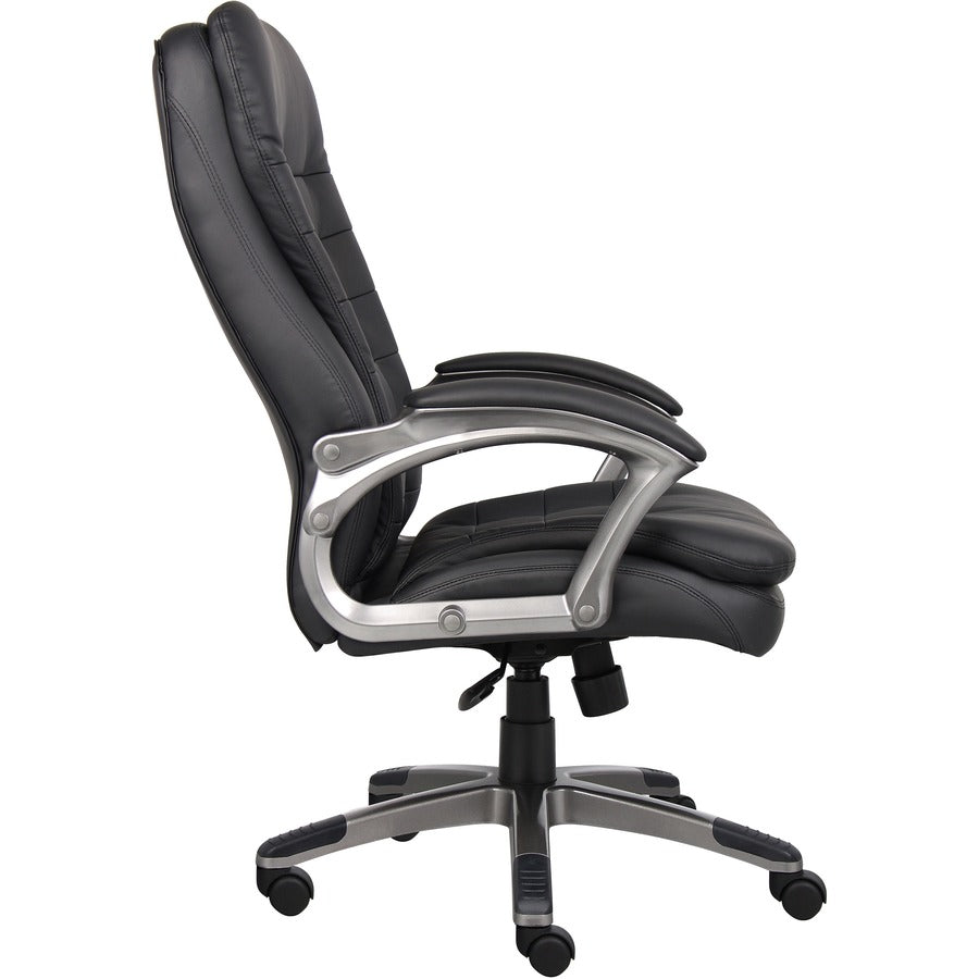 Boss High Back Executive Chair - Black Seat Color - Vinyl Seat Material - Black, Gray Frame Color - Nylon Frame Material - 5-star Base - 1 Each