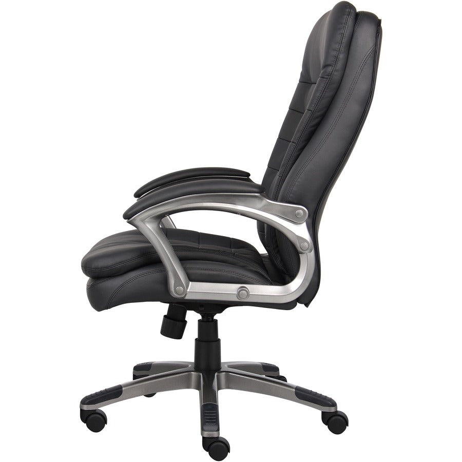 Boss High Back Executive Chair - Black Seat Color - Vinyl Seat Material - Black, Gray Frame Color - Nylon Frame Material - 5-star Base - 1 Each