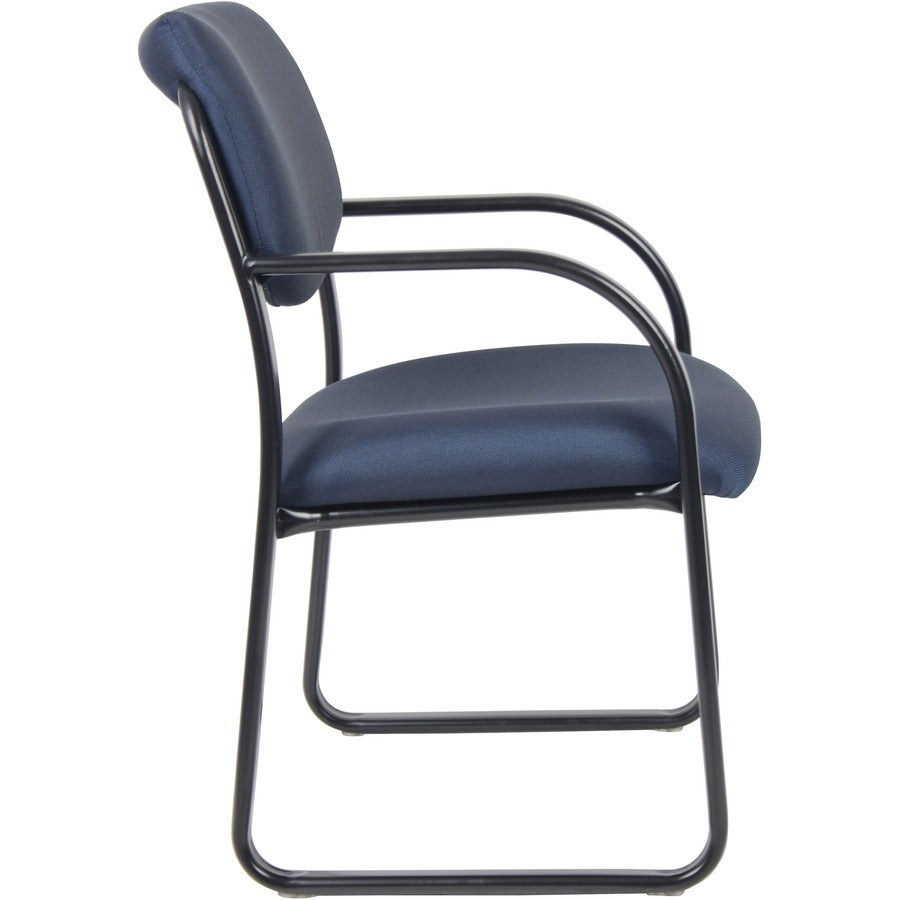 Boss Guest Chair - Blue Seat Color - Fabric Seat Material - Black Frame Color - Metal Frame Material - Sled Base - 1 Each