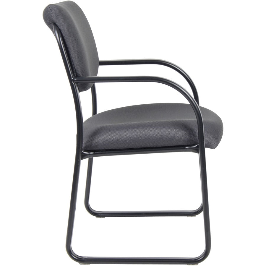 Boss Guest Chair - Gray Seat Color - Fabric Seat Material - Black Frame Color - Metal Frame Material - Sled Base - 1 Each