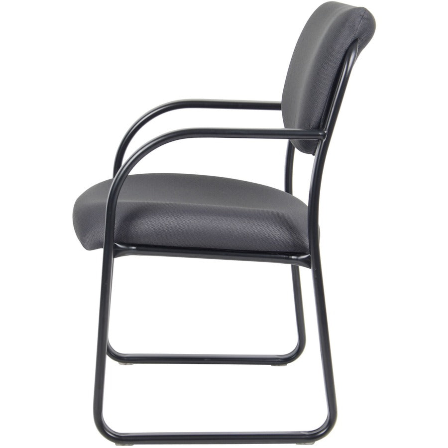 Boss Guest Chair - Gray Seat Color - Fabric Seat Material - Black Frame Color - Metal Frame Material - Sled Base - 1 Each