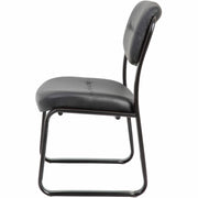Boss Guest Chair, Black LeatherPlus Seat, Black Steel Sled Base, 1 Each