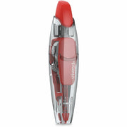 0.20" Tape Width x 19.67 ft Tape Length - 1 Line(s) - White Tape - Pen Style Clear, Red Dispenser - Retractable, Non-refillable, Protective Cover, Ergonomic - Plastic, Film - 4 / Pack