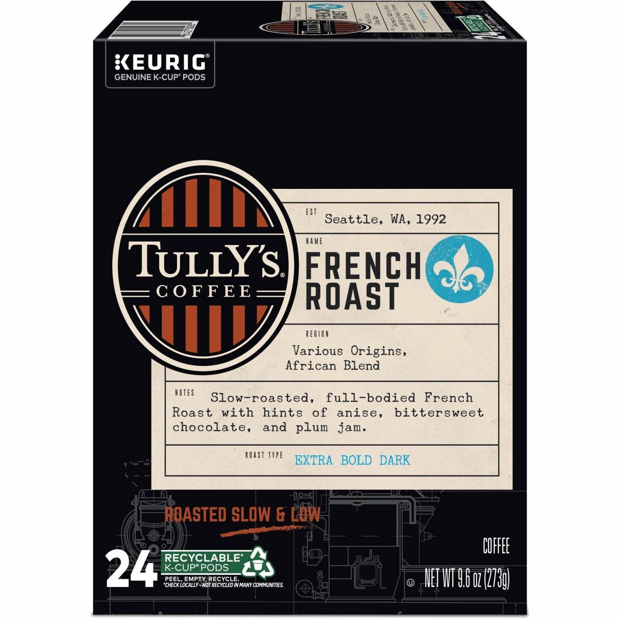 Compatible with Keurig Brewer - Regular - Extra Bold Dark - 9.6 oz - 24 K-Cup - K-Cup, Pod - French Roast - Kosher - 24 / Box