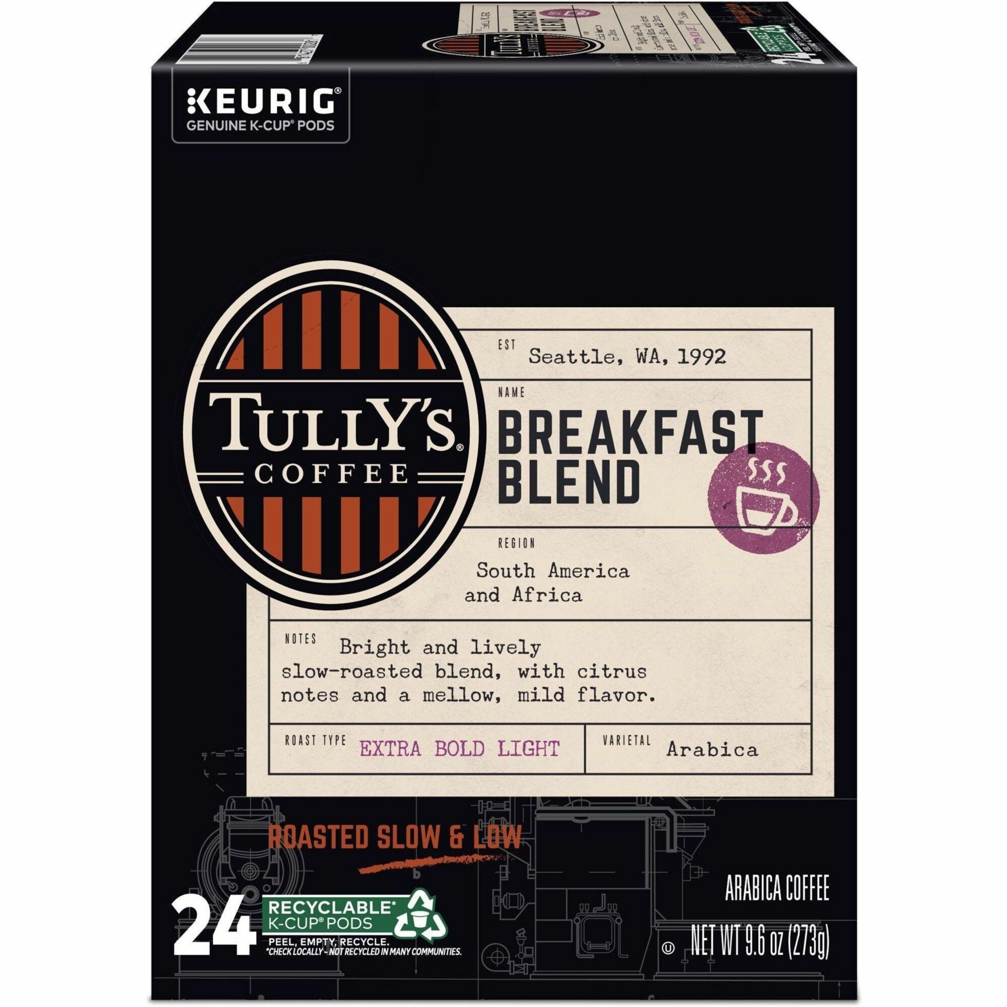 Compatible with Keurig Brewer - Regular - Light - K-Cup, Pod - Breakfast Blend - Kosher - 24 / Box