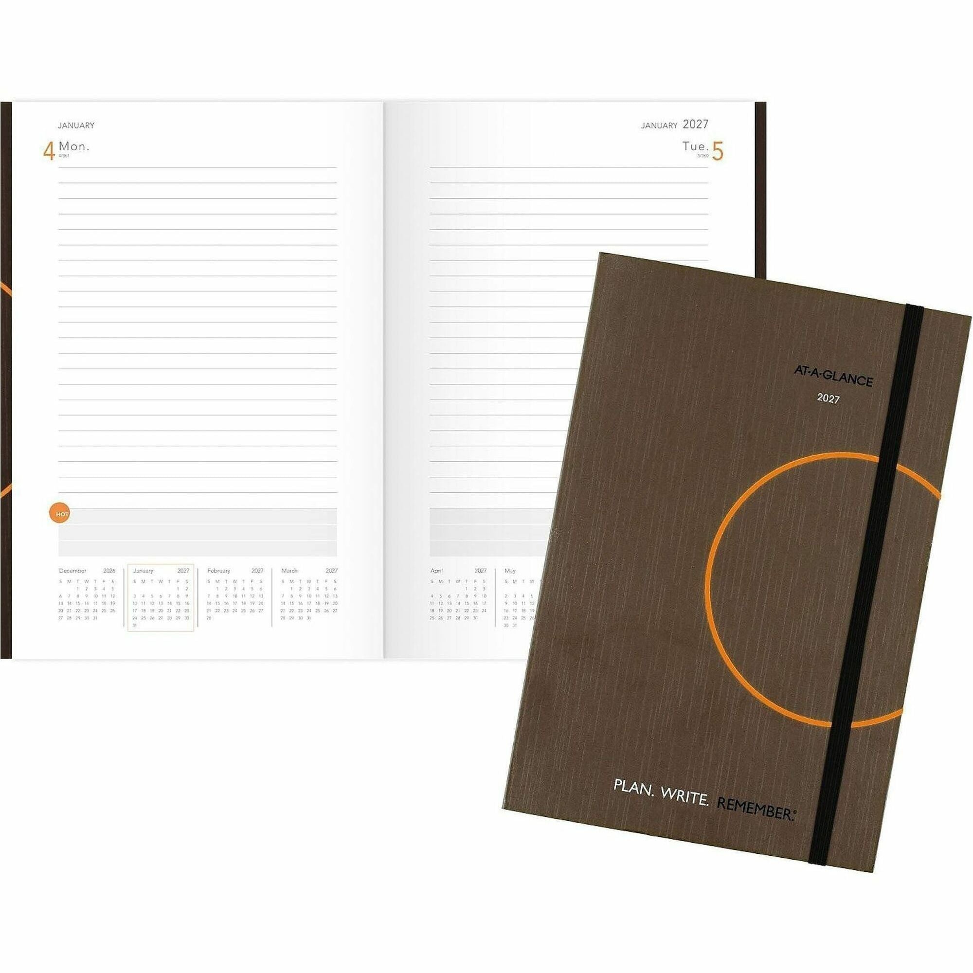 Small - Julian Dates - Daily - 1 Year - January 2026 to December 2026 - 1 Day Single Page Layout - 6" x 9" Sheet Size - White Sheet - Case Bound - Gray - Paper - Pocket - 1 Each