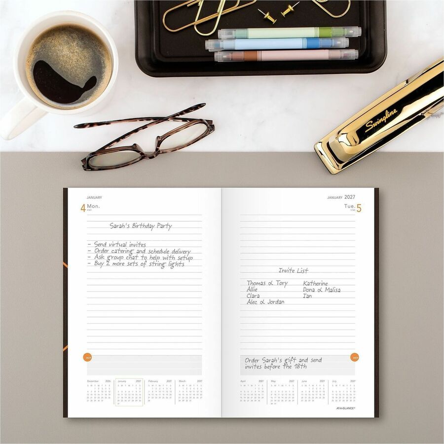Small - Julian Dates - Daily - 1 Year - January 2026 to December 2026 - 1 Day Single Page Layout - 6" x 9" Sheet Size - White Sheet - Case Bound - Gray - Paper - Pocket - 1 Each