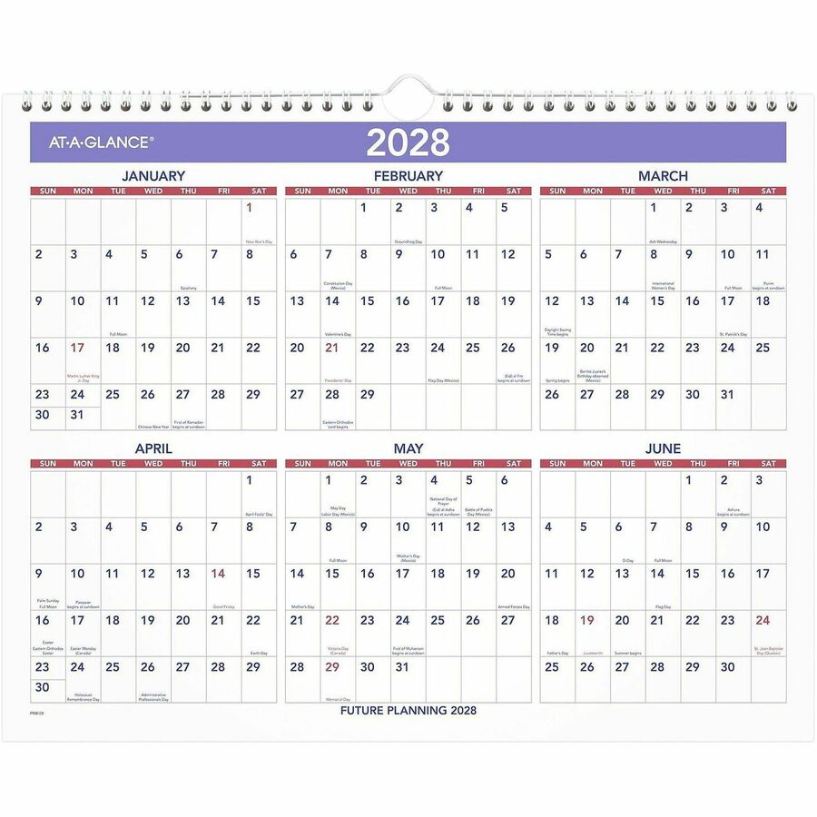 At-A-Glance Wall Calendar, Medium, Monthly, 12 Months (Jan-Dec 2026), 1 Week Single Page Layout, 15" x 12", White Sheets, 2" x 1.75" Blocks, Wire Bound, Hanging Loop, 1 Each