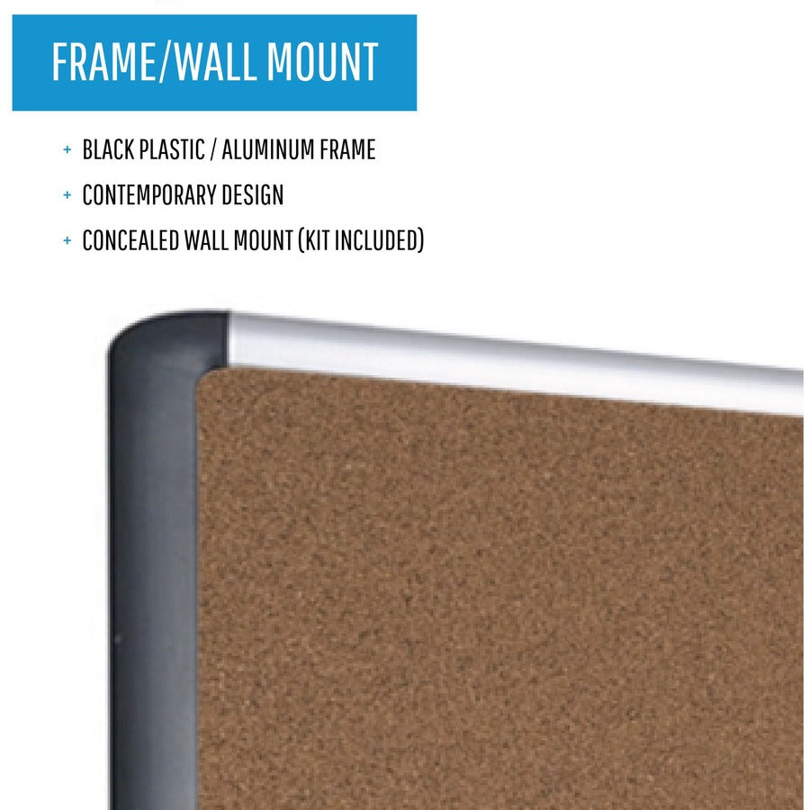 24" Board Height x 36" Board Width - Cork Cork Surface - Self-healing - Aluminum Frame - 1 Each
