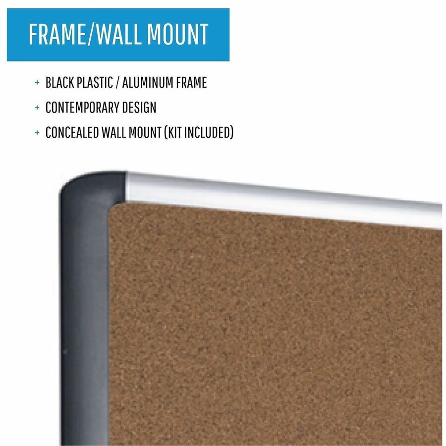 24" Board Height x 36" Board Width - Cork Cork Surface - Self-healing - Aluminum Frame - 1 Each