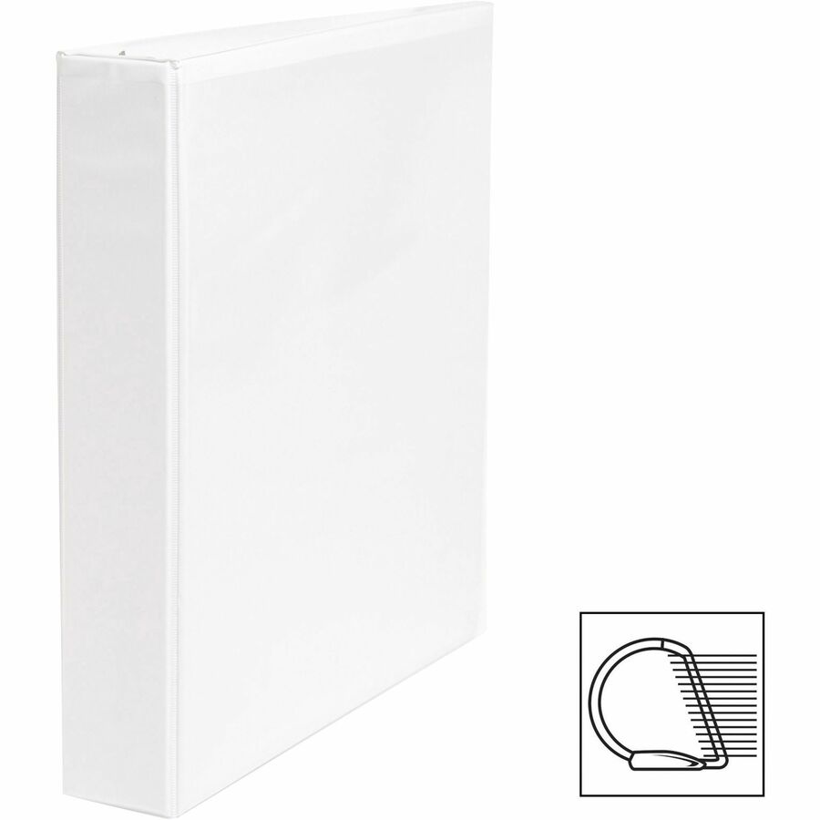 Business Source Basic D-Ring View Binder, 1 1/2" Capacity, 3 D-Rings, Letter Size (8 1/2" x 11"), 375 Sheet Capacity, Internal Pockets, White, 1 Each