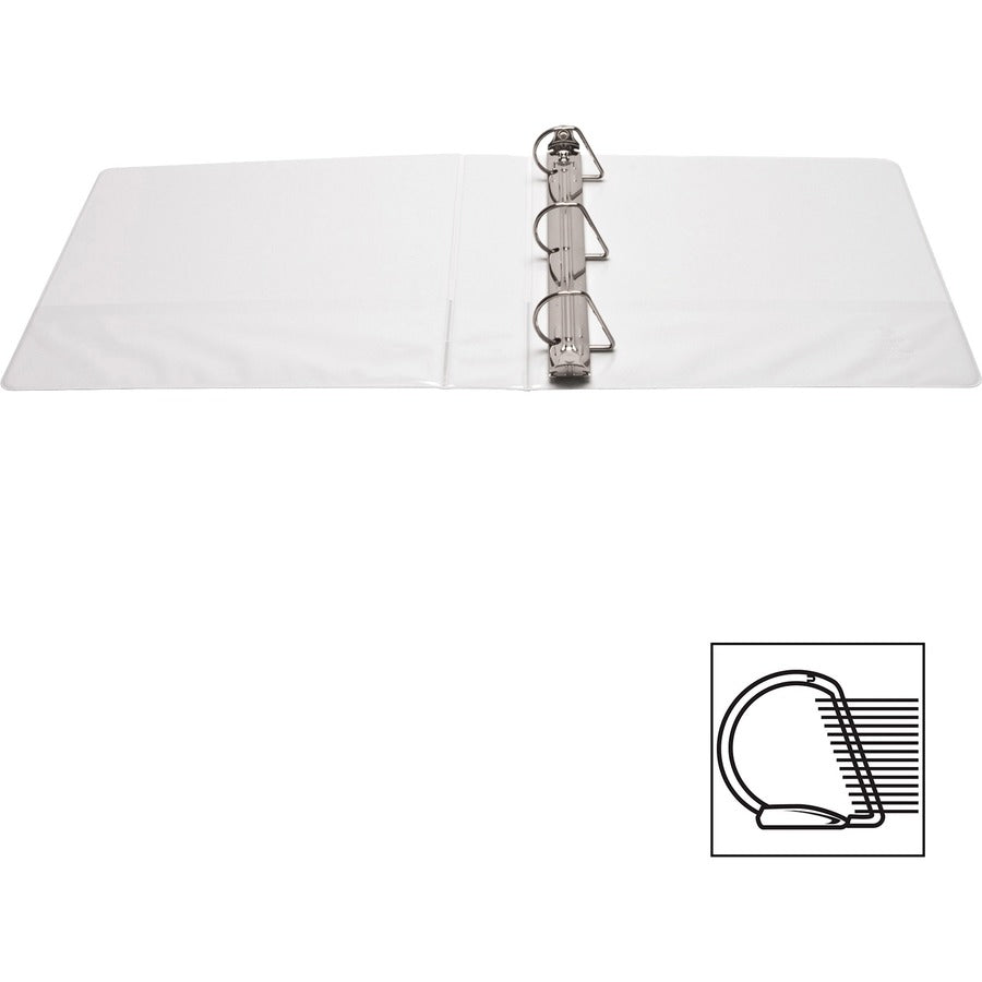 Business Source Basic D-Ring View Binder, 1 1/2" Capacity, 3 D-Rings, Letter Size (8 1/2" x 11"), 375 Sheet Capacity, Internal Pockets, White, 1 Each