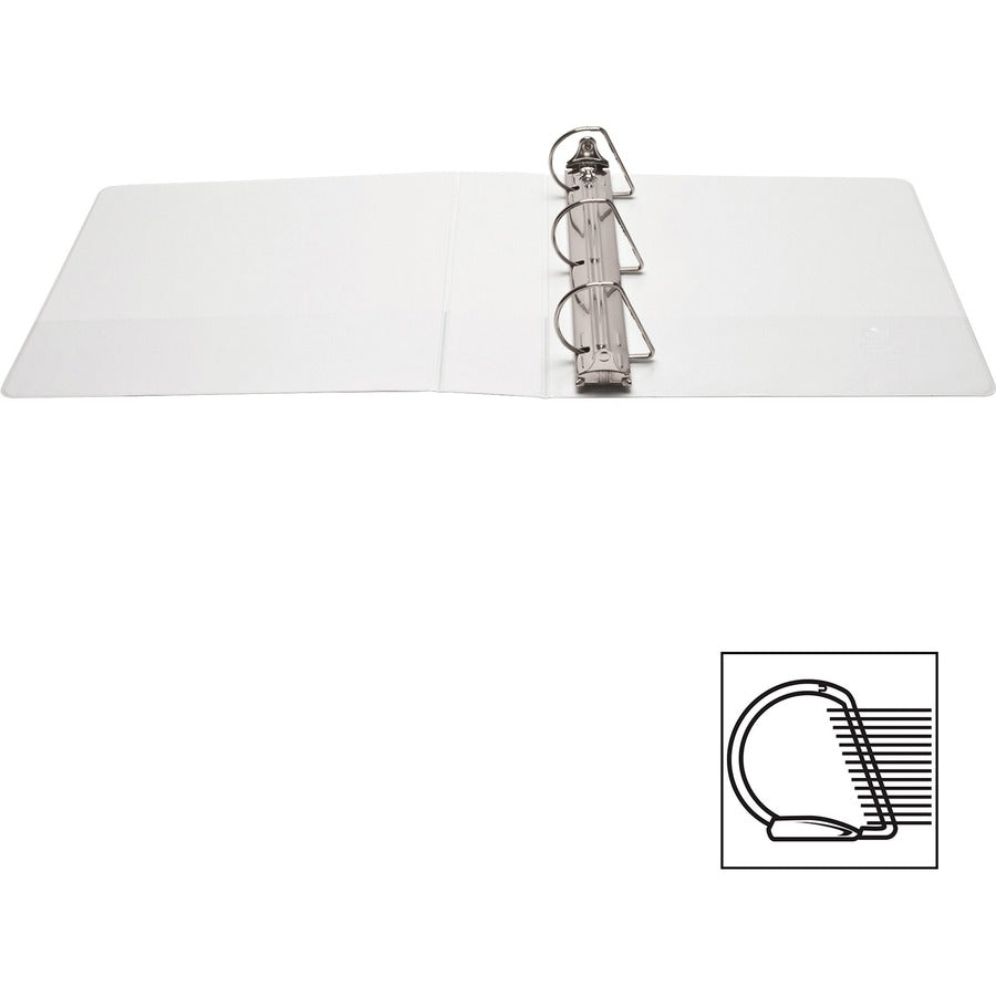 Business Source Basic D-Ring White View Binders - 2" Binder Capacity - Letter - 8 1/2" x 11" Sheet Size - Fastener(s): D-Ring - Polypropylene - White - 1.50 lb - Clear Overlay - 1 Each