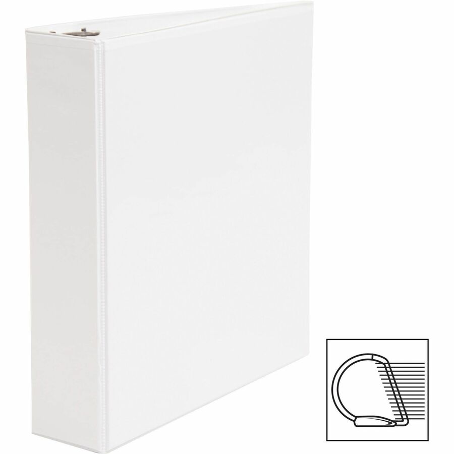 Business Source Basic D-Ring White View Binders - 2" Binder Capacity - Letter - 8 1/2" x 11" Sheet Size - Fastener(s): D-Ring - Polypropylene - White - 1.50 lb - Clear Overlay - 1 Each