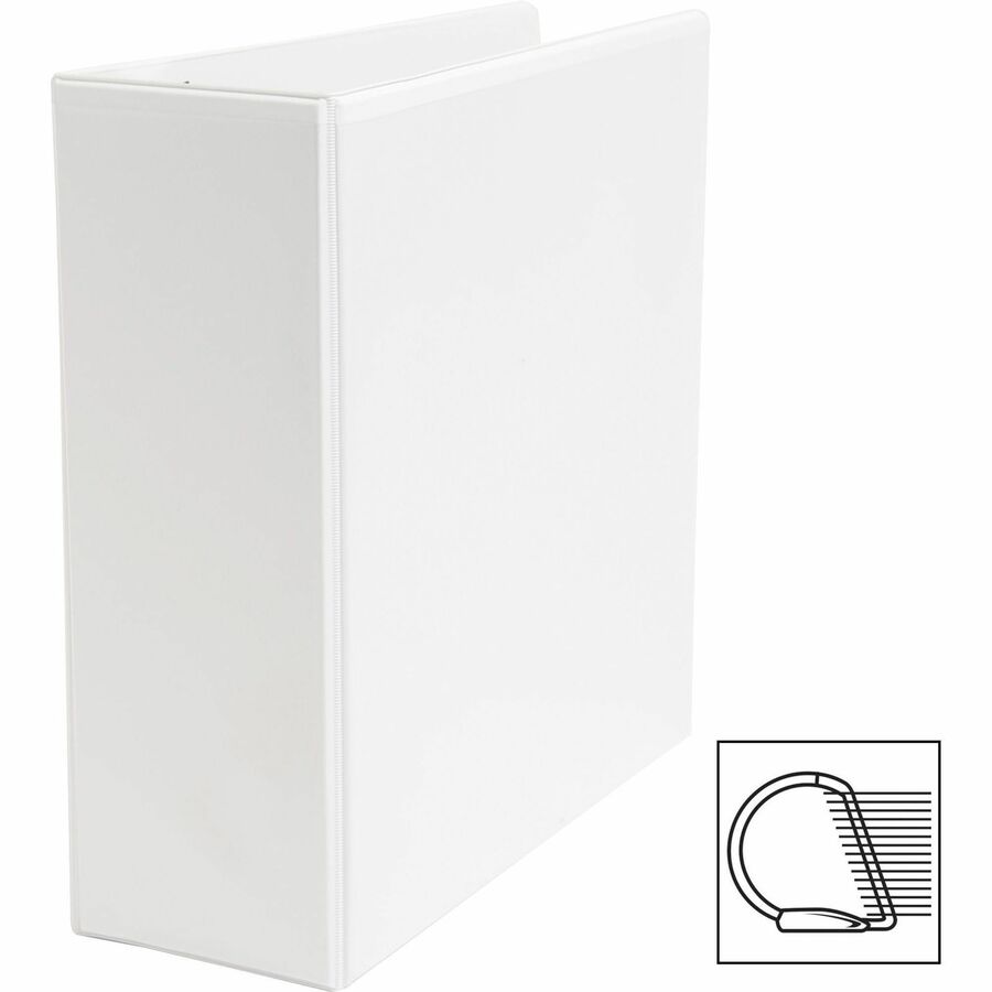 Business Source Basic D-Ring White View Binders - 4" Binder Capacity - Letter - 8 1/2" x 11" Sheet Size - Fastener(s): D-Ring - Polypropylene - White - 1.75 lb - Clear Overlay - 1 Each