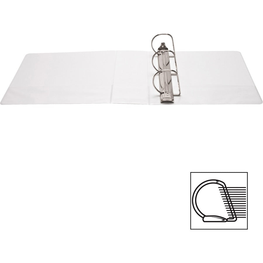 Business Source Basic D-Ring White View Binders - 4" Binder Capacity - Letter - 8 1/2" x 11" Sheet Size - Fastener(s): D-Ring - Polypropylene - White - 1.75 lb - Clear Overlay - 1 Each