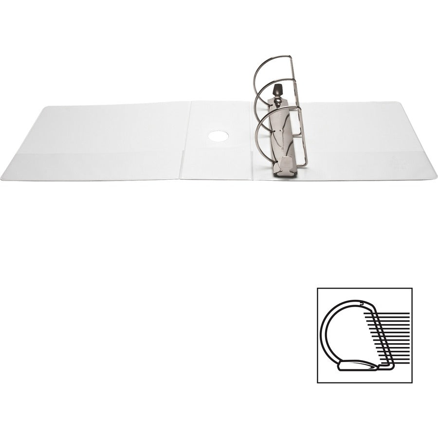 Business Source Basic D-Ring White View Binders - 5" Binder Capacity - Letter - 8 1/2" x 11" Sheet Size - Fastener(s): D-Ring - Polypropylene - White - 2.10 lb - Clear Overlay - 1 Each