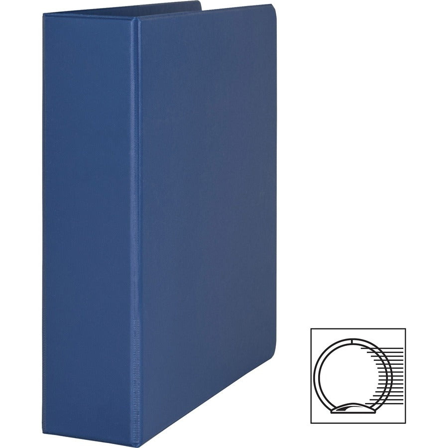 Business Source Basic Round Ring Binders - 2" Binder Capacity - Letter - 8 1/2" x 11" Sheet Size - Fastener(s): Round Ring - Vinyl - Dark Blue - 1.52 lb - 1 Each