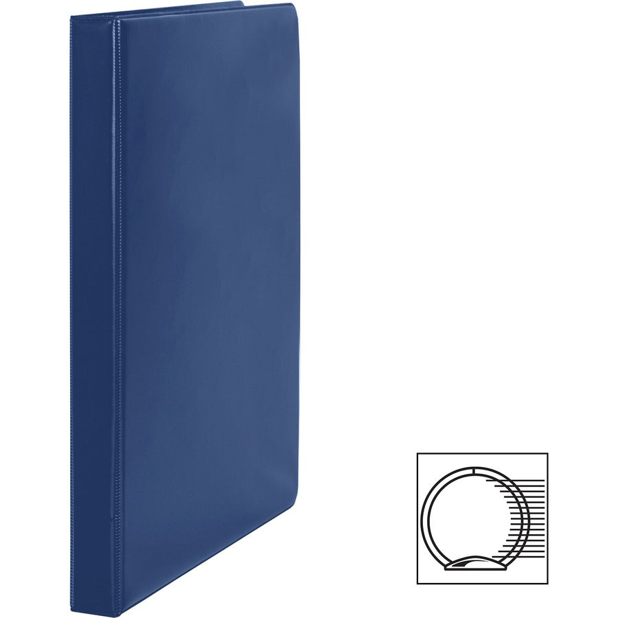 Business Source Basic Round Ring Binders - 1/2" Binder Capacity - Letter - 8 1/2" x 11" Sheet Size - Fastener(s): Round Ring - Vinyl - Dark Blue - 8.96 oz - 1 Each