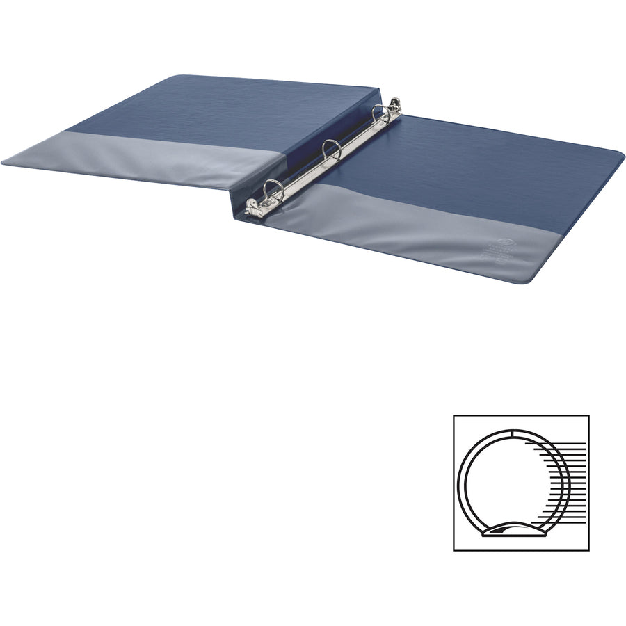 Business Source Basic Round Ring Binders - 1/2" Binder Capacity - Letter - 8 1/2" x 11" Sheet Size - Fastener(s): Round Ring - Vinyl - Dark Blue - 8.96 oz - 1 Each