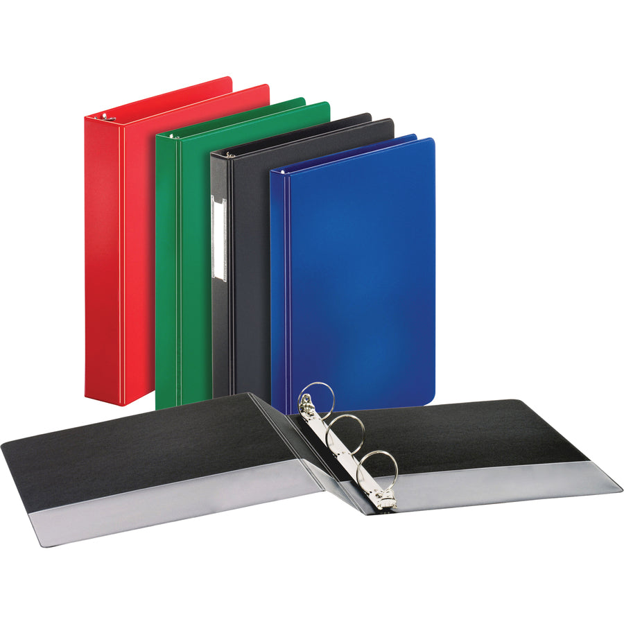 Business Source Basic Round Ring Binders - 1/2" Binder Capacity - Letter - 8 1/2" x 11" Sheet Size - 125 Sheet Capacity - 3 Ring(s) - Fastener(s): Round Ring - Polypropylene, Chipboard - Black - 8.96 oz - Sturdy - 1 Each