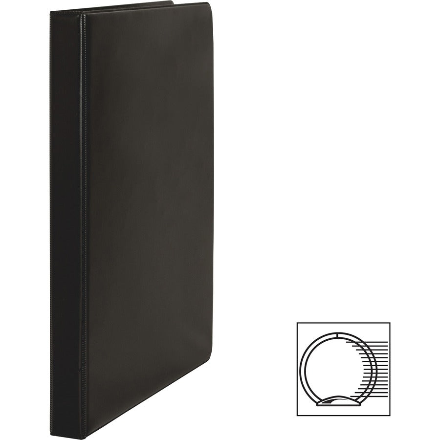 Business Source Basic Round Ring Binders - 1/2" Binder Capacity - Letter - 8 1/2" x 11" Sheet Size - 125 Sheet Capacity - 3 Ring(s) - Fastener(s): Round Ring - Polypropylene, Chipboard - Black - 8.96 oz - Sturdy - 1 Each