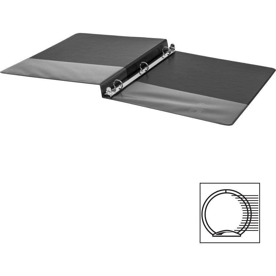 Business Source Basic Round Ring Binders - 1/2" Binder Capacity - Letter - 8 1/2" x 11" Sheet Size - 125 Sheet Capacity - 3 Ring(s) - Fastener(s): Round Ring - Polypropylene, Chipboard - Black - 8.96 oz - Sturdy - 1 Each