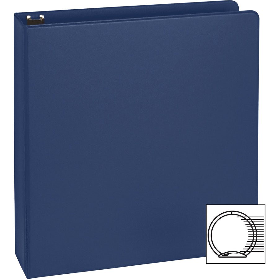 Business Source Basic Round Ring Binders - 1 1/2" Binder Capacity - Letter - 8 1/2" x 11" Sheet Size - 350 Sheet Capacity - 3 Ring(s) - Fastener(s): Round Ring - Polypropylene, Chipboard - Dark Blue - 1.02 lb - Sturdy - 1 Each