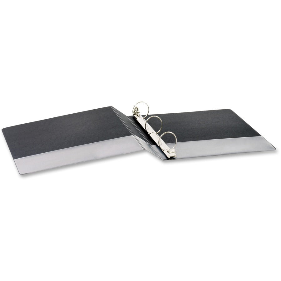Business Source Basic Round Ring Binder, 1.5" Capacity, 3 Rings, Letter Size, 350 Sheet, Black, 1 Each