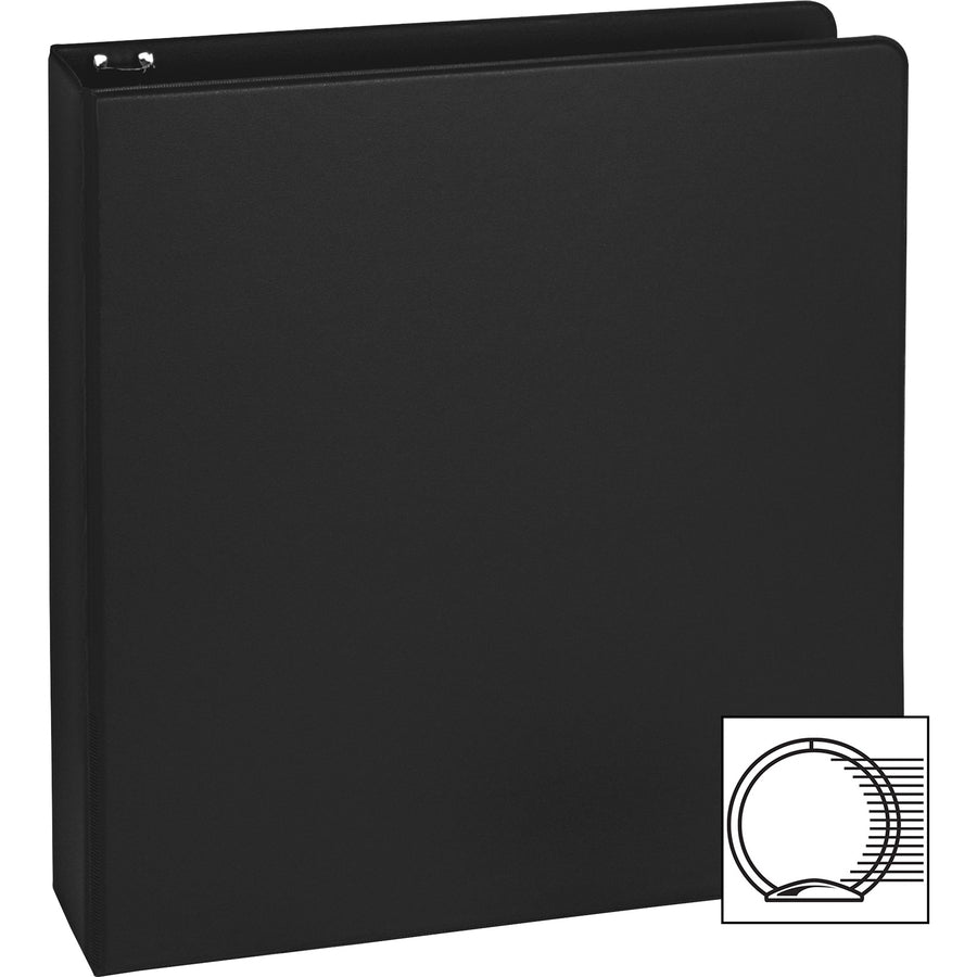 Business Source Basic Round Ring Binder, 1.5" Capacity, 3 Rings, Letter Size, 350 Sheet, Black, 1 Each