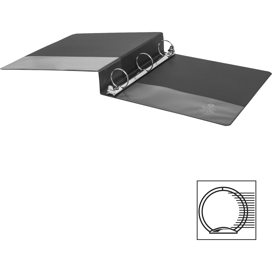 Business Source Basic Round Ring Binder, 1.5" Capacity, 3 Rings, Letter Size, 350 Sheet, Black, 1 Each