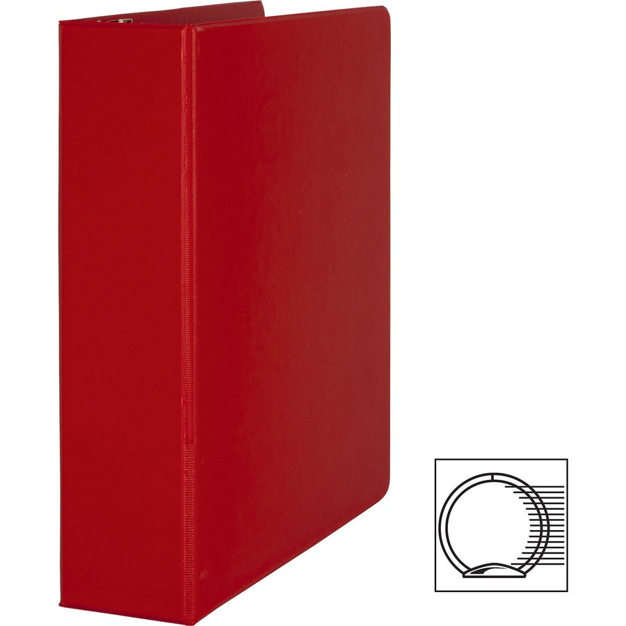 Business Source Basic Round Ring Binders - 2" Binder Capacity - Letter - 8 1/2" x 11" Sheet Size - Fastener(s): Round Ring - Vinyl - Red - 1.52 lb - 1 Each