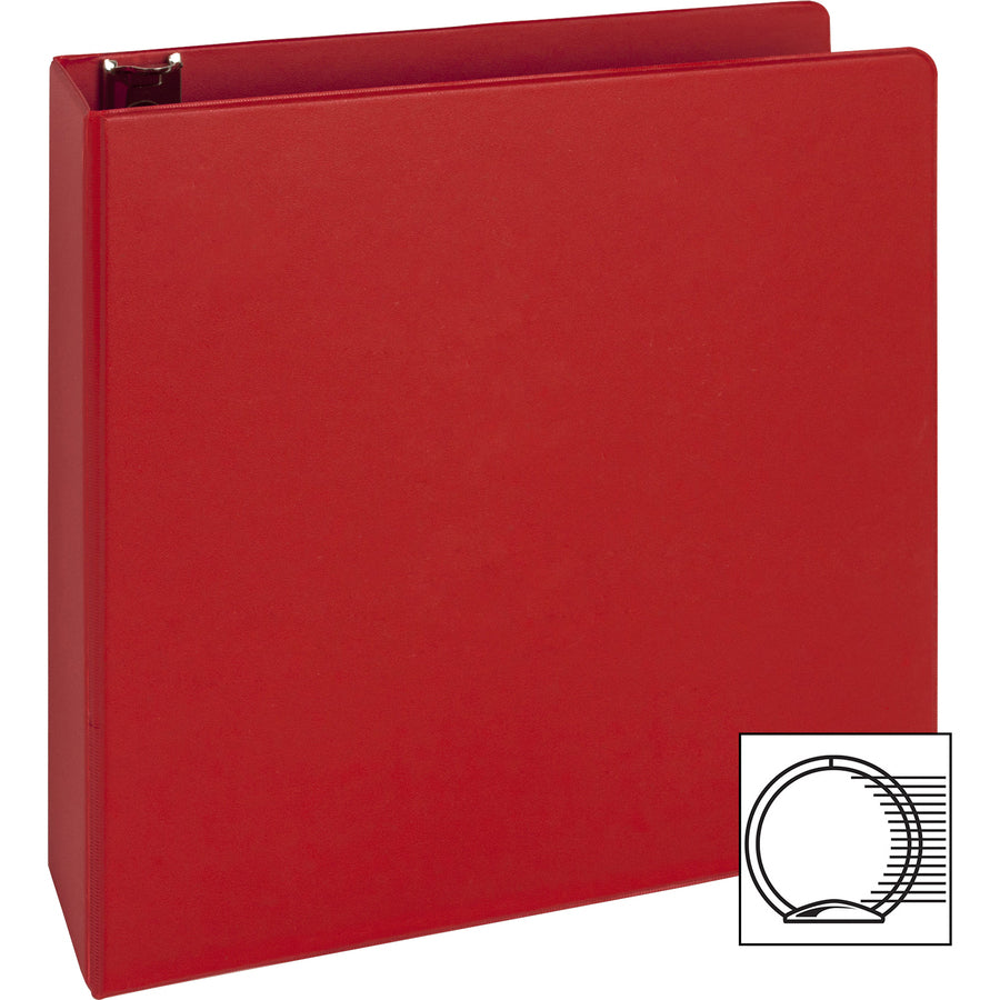 Business Source Basic Round Ring Binders - 2" Binder Capacity - Letter - 8 1/2" x 11" Sheet Size - Fastener(s): Round Ring - Vinyl - Red - 1.52 lb - 1 Each